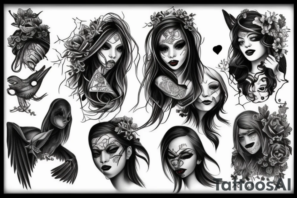 girl with evil spirit tattoo idea