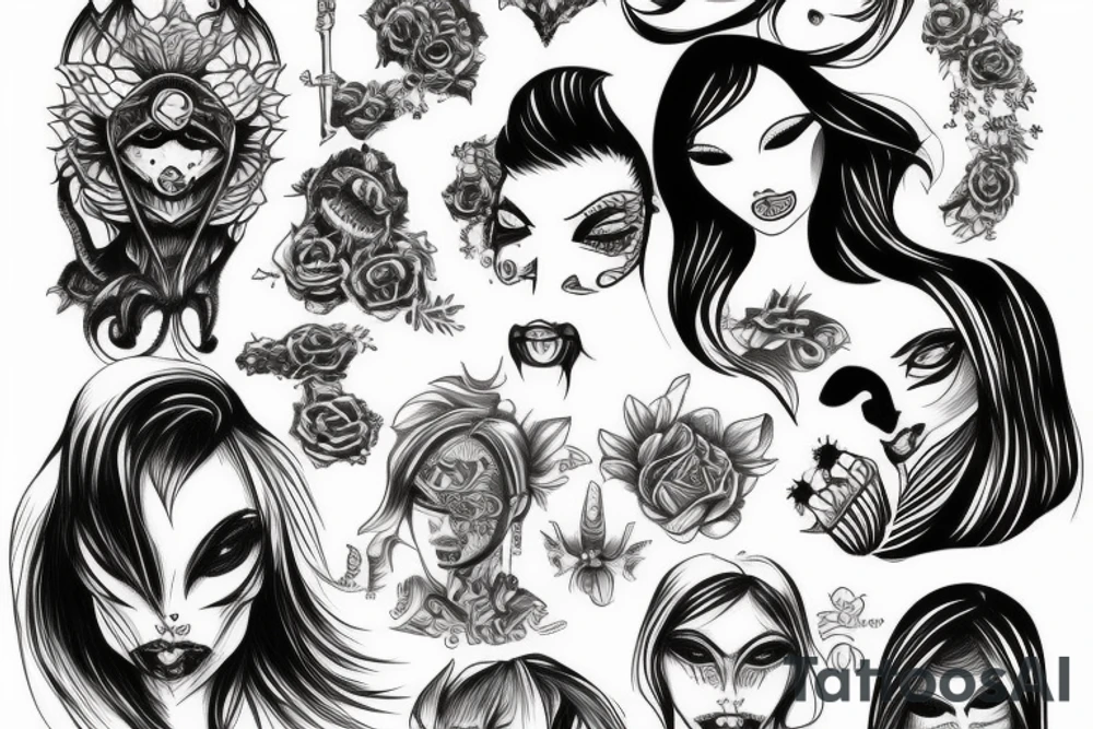 girl with evil spirit tattoo idea