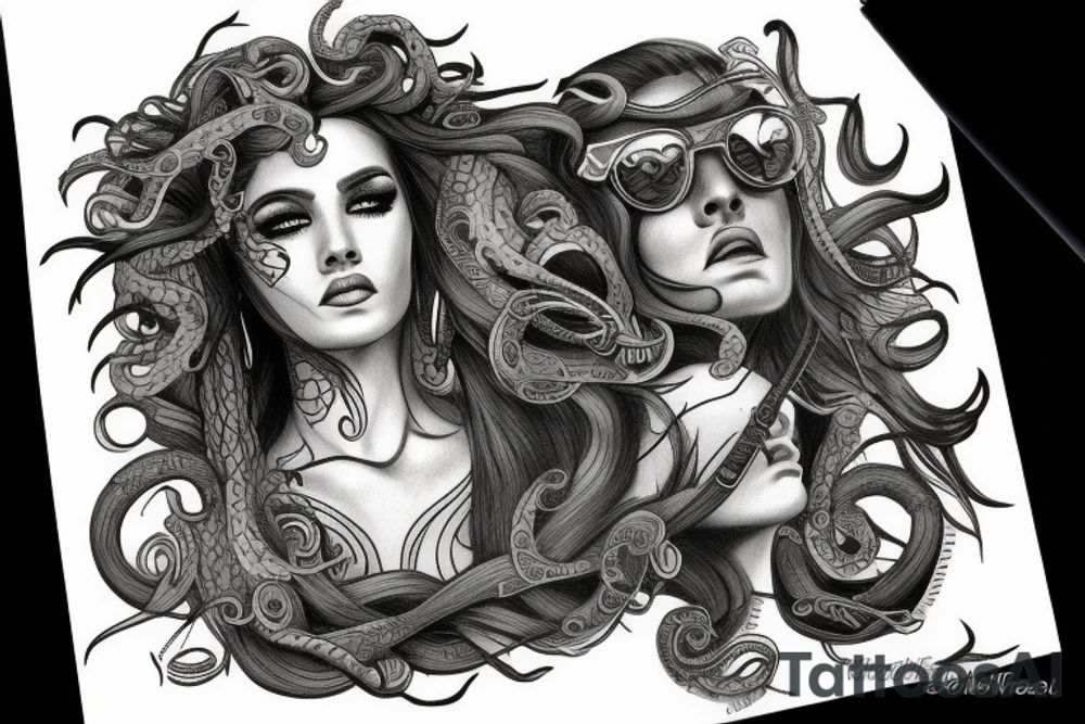 medusa with shades tattoo idea