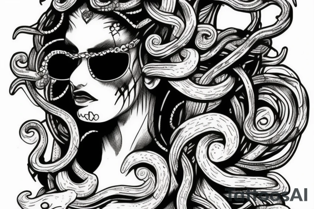 medusa with shades tattoo idea