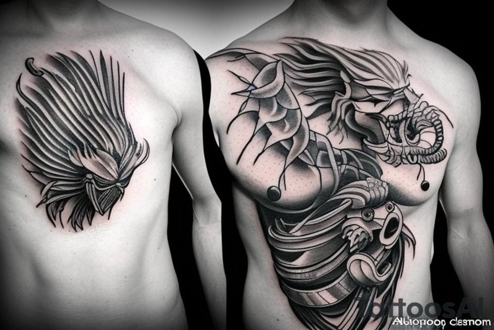 male Scorpio warrior tattoo idea