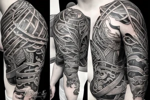 fight with big sword tattoo idea