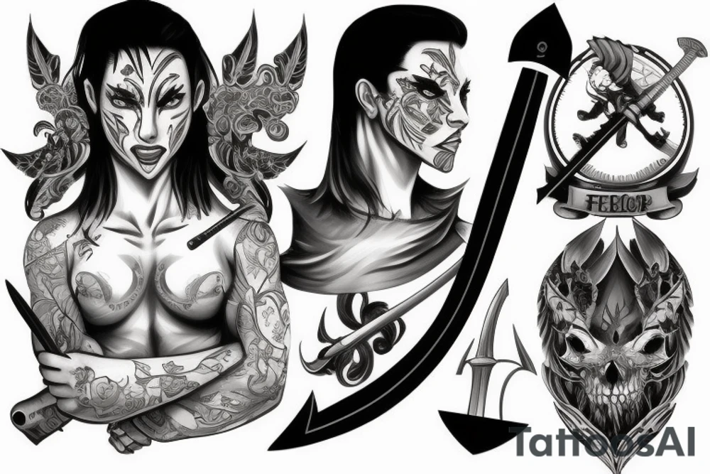 fighter with big sword tattoo idea