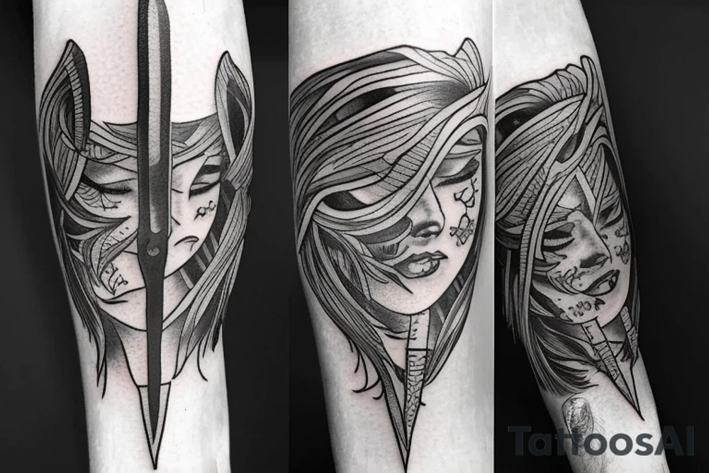 fighter with big sword tattoo idea