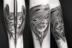 fighter with big sword tattoo idea