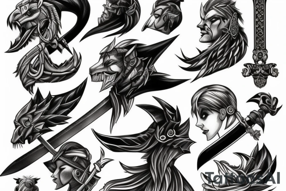 fighter with big sword tattoo idea