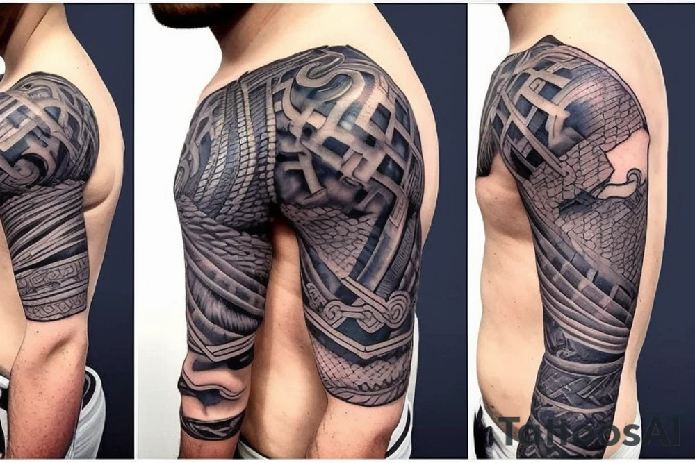 male fighter with big sword tattoo idea