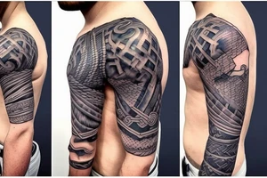 male fighter with big sword tattoo idea