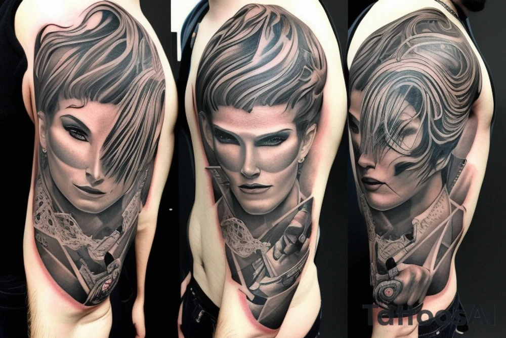 powerful male fighter sleeves tattoo idea
