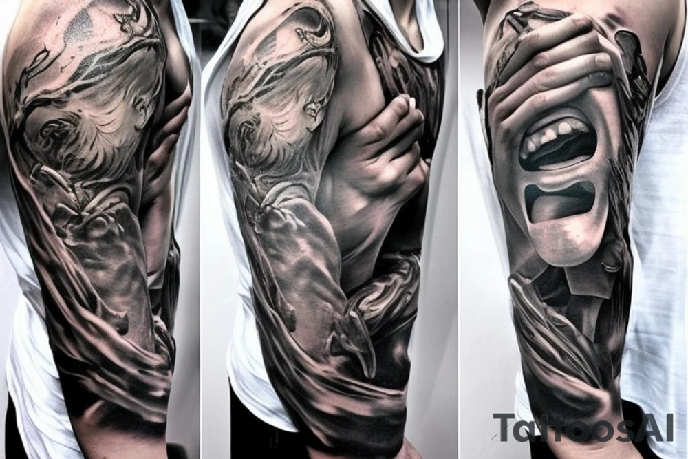 powerful male fighter sleeves tattoo idea