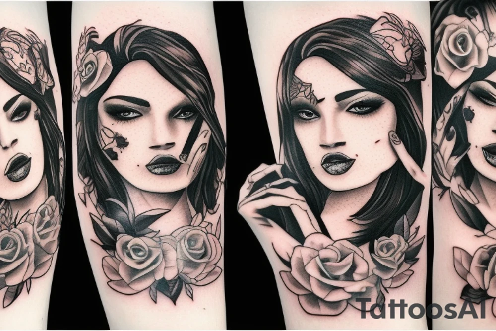 dark power female tattoo idea