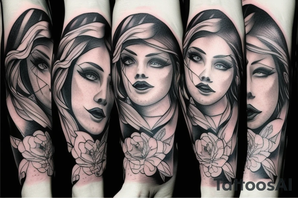 dark power female tattoo idea