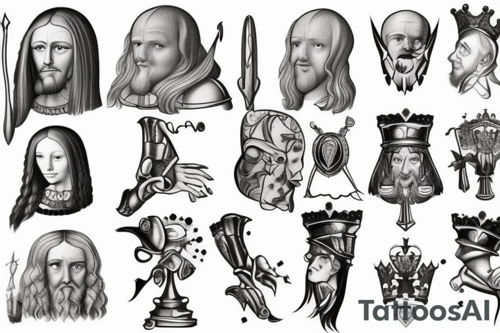 king, knight on his knee tattoo idea