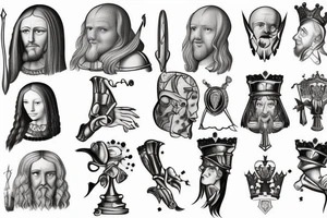 king, knight on his knee tattoo idea