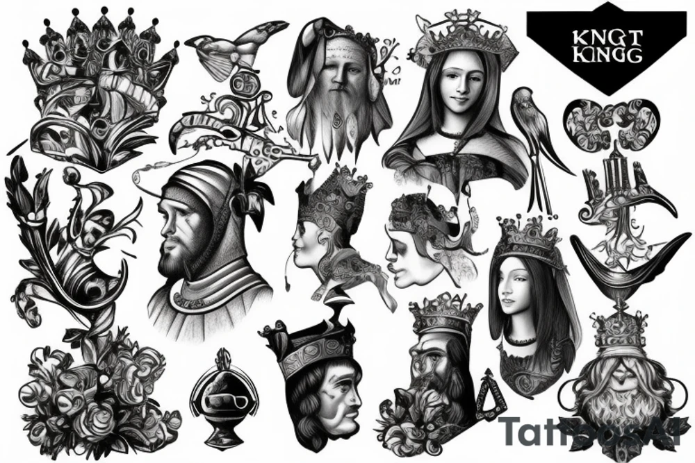 king, knight on his knee tattoo idea