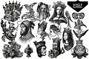 king, knight on his knee tattoo idea