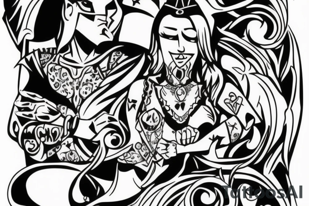 king, knight on his knee tattoo idea