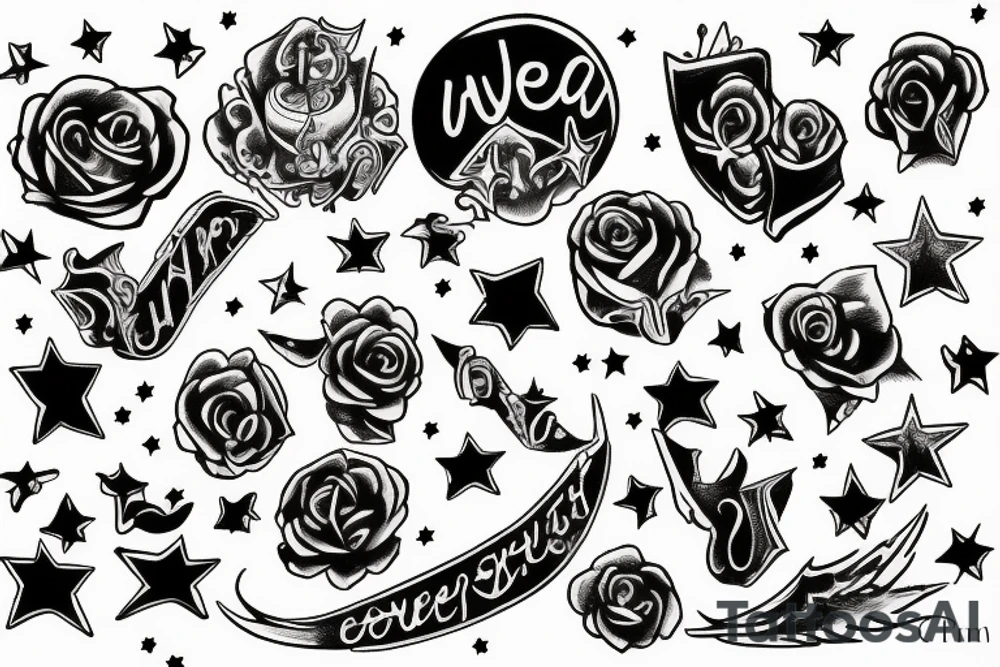 The words Forever 5 amidst stars tattoo idea