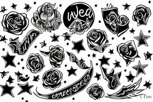 The words Forever 5 amidst stars tattoo idea