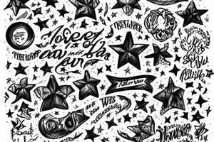The words Forever 5 amidst stars tattoo idea