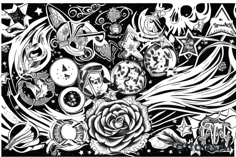 The words Forever 5 amidst stars tattoo idea