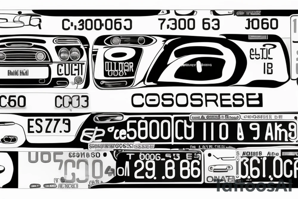 Mini Cooper with C3 on license plate and words   Cooper Cullen Cash Root 07-05-07   09-15-23 tattoo idea