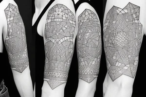Geometric 3D shapes intertwined together to make a sleeve tattoo idea