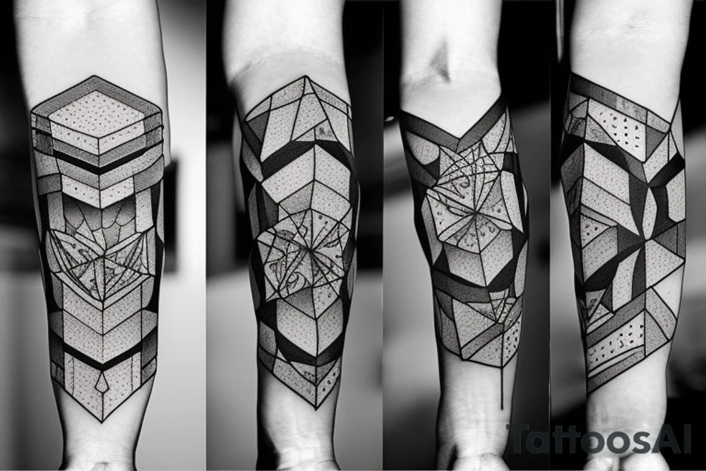 Cubes within cubes forearm sleeve tattoo idea