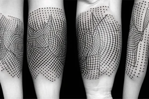 Dotwork 3D shapes forearm tattoo idea