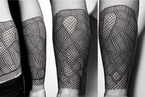 Dotwork 3D shapes forearm tattoo idea