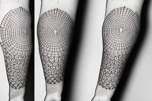 Dotwork 3D shapes forearm tattoo idea