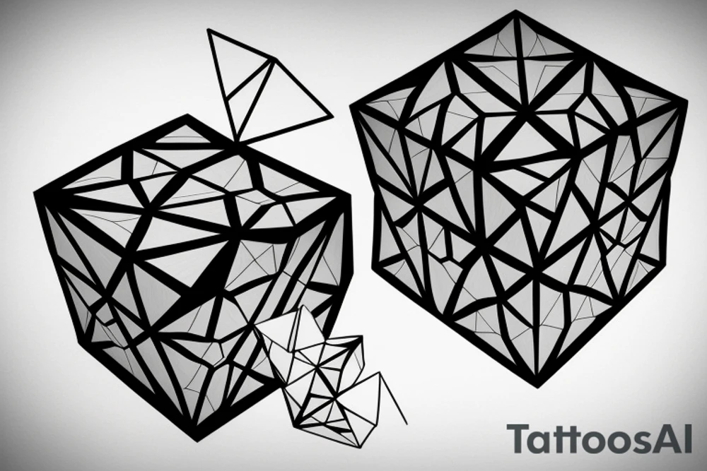 Geometric cube within a cube tattoo idea