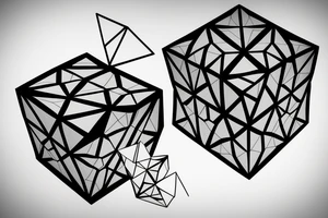 Geometric cube within a cube tattoo idea