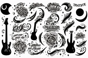 Guitar and moon tattoo idea