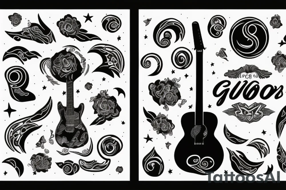Guitar and moon tattoo idea