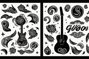 Guitar and moon tattoo idea