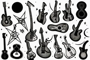 Guitar and moon tattoo idea