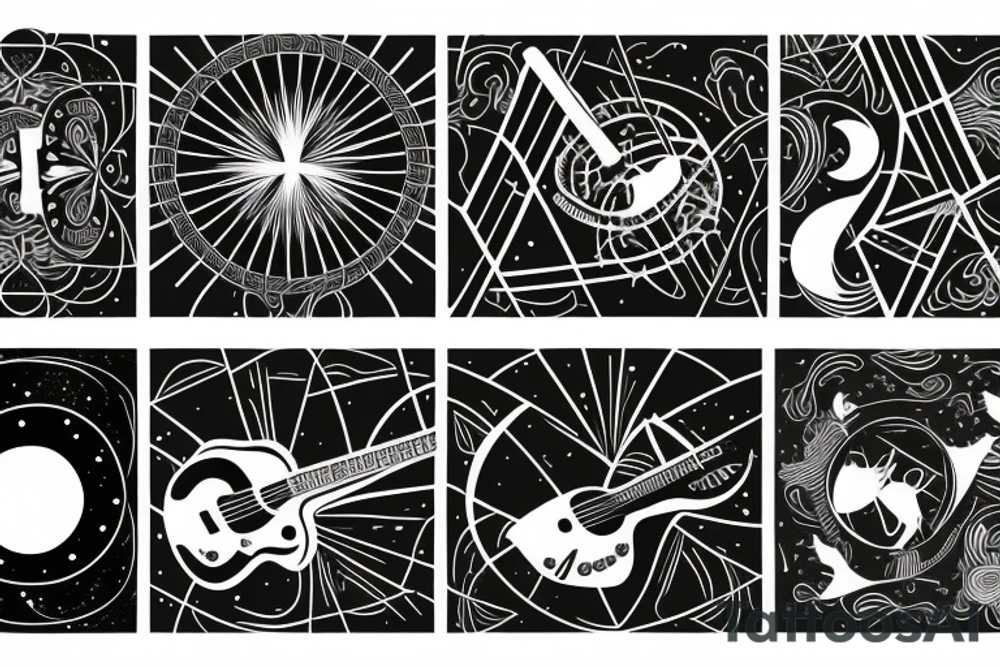 Guitar and moon tattoo idea
