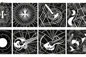 Guitar and moon tattoo idea