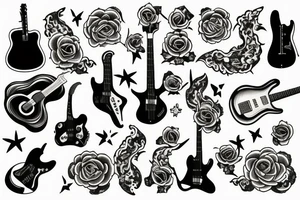 Guitar and moon tattoo idea