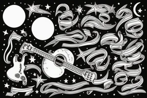 Guitar and moon tattoo idea