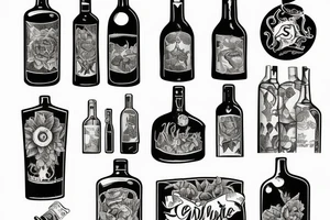 bottle of green wine tattoo idea