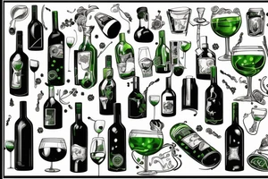 bottle of green wine tattoo idea