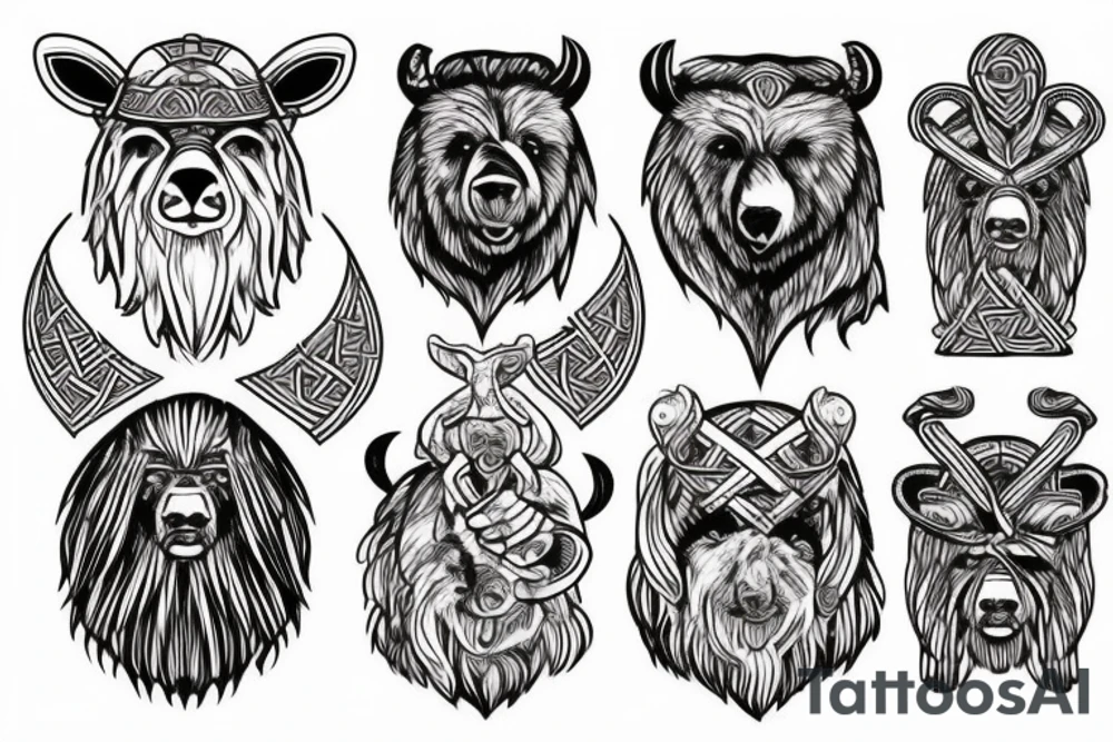 Norse Viking wearing a bear on his head tattoo idea
