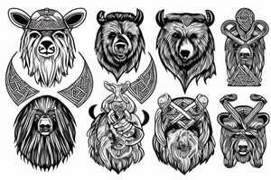 Norse Viking wearing a bear on his head tattoo idea