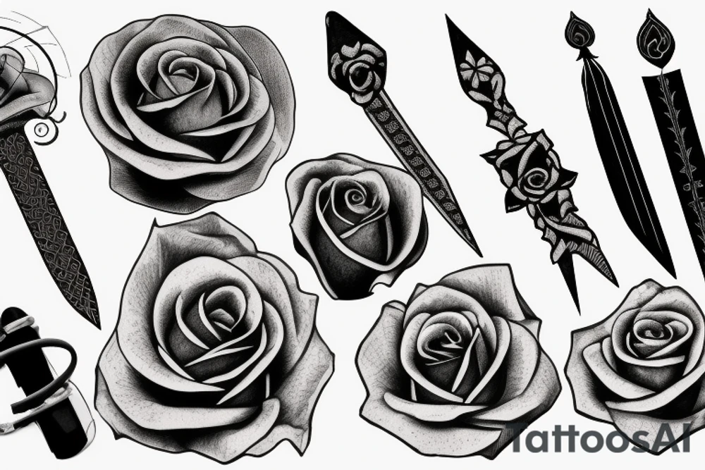 Rose sword tattoo idea
