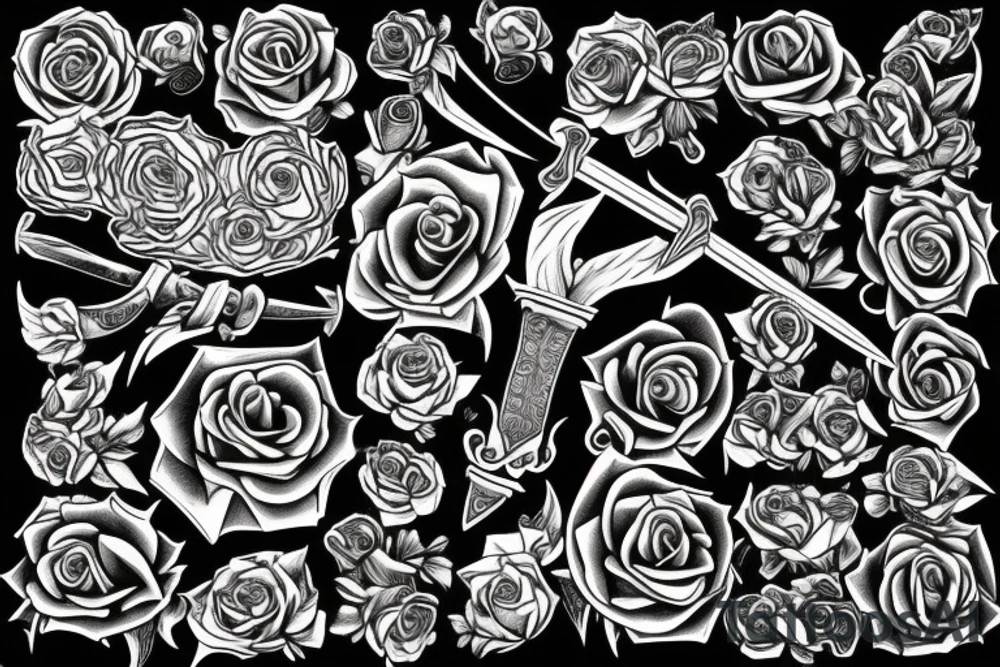 Rose sword tattoo idea
