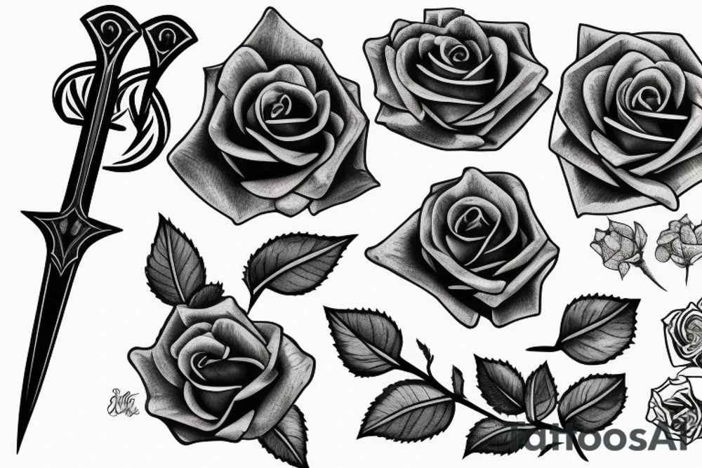Rose sword tattoo idea