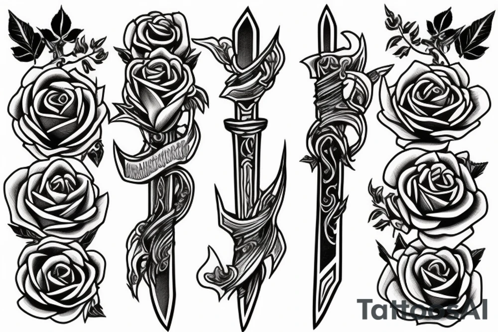 Rose sword tattoo idea