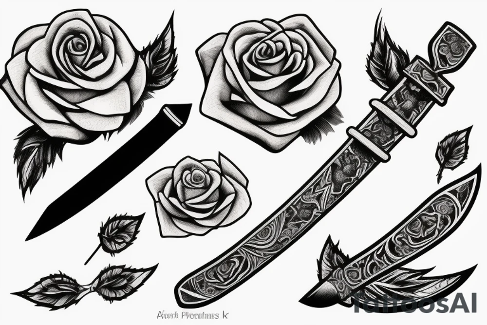 Rose sword katana tattoo idea
